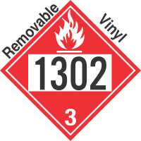 Flammable Class 3 UN1302 Removable Vinyl DOT Placard