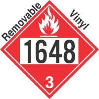 Flammable Class 3 UN1648 Removable Vinyl DOT Placard