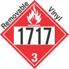 Flammable Class 3 UN1717 Removable Vinyl DOT Placard