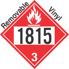 Flammable Class 3 UN1815 Removable Vinyl DOT Placard