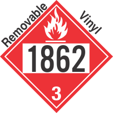 Flammable Class 3 UN1862 Removable Vinyl DOT Placard