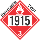 Flammable Class 3 UN1915 Removable Vinyl DOT Placard