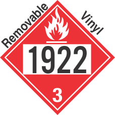 Flammable Class 3 UN1922 Removable Vinyl DOT Placard