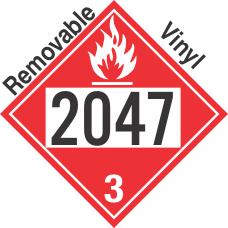 Flammable Class 3 UN2047 Removable Vinyl DOT Placard