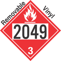 Flammable Class 3 UN2049 Removable Vinyl DOT Placard