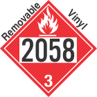 Flammable Class 3 UN2058 Removable Vinyl DOT Placard