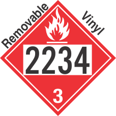 Flammable Class 3 UN2234 Removable Vinyl DOT Placard