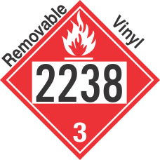 Flammable Class 3 UN2238 Removable Vinyl DOT Placard