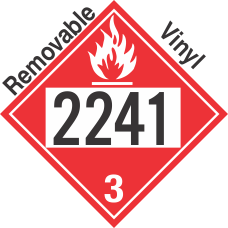 Flammable Class 3 UN2241 Removable Vinyl DOT Placard