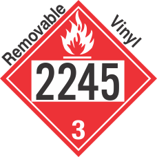 Flammable Class 3 UN2245 Removable Vinyl DOT Placard