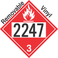 Flammable Class 3 UN2247 Removable Vinyl DOT Placard