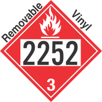 Flammable Class 3 UN2252 Removable Vinyl DOT Placard