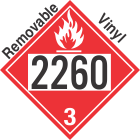 Flammable Class 3 UN2260 Removable Vinyl DOT Placard