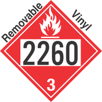 Flammable Class 3 UN2260 Removable Vinyl DOT Placard