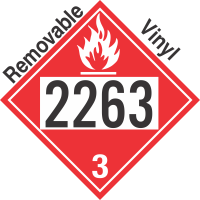 Flammable Class 3 UN2263 Removable Vinyl DOT Placard