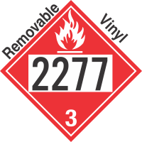 Flammable Class 3 UN2277 Removable Vinyl DOT Placard