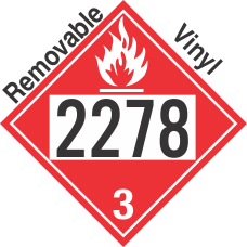 Flammable Class 3 UN2278 Removable Vinyl DOT Placard