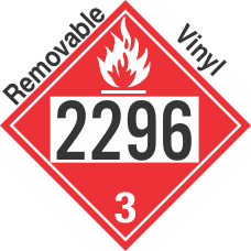 Flammable Class 3 UN2296 Removable Vinyl DOT Placard