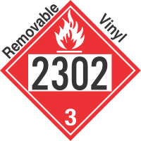 Flammable Class 3 UN2302 Removable Vinyl DOT Placard