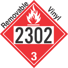 Flammable Class 3 UN2302 Removable Vinyl DOT Placard