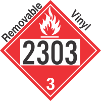 Flammable Class 3 UN2303 Removable Vinyl DOT Placard