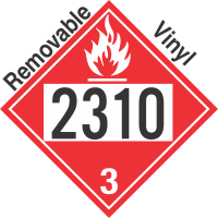 Flammable Class 3 UN2310 Removable Vinyl DOT Placard