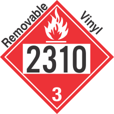 Flammable Class 3 UN2310 Removable Vinyl DOT Placard