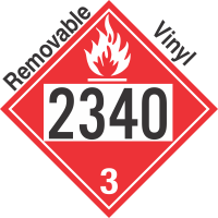 Flammable Class 3 UN2340 Removable Vinyl DOT Placard