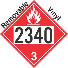 Flammable Class 3 UN2340 Removable Vinyl DOT Placard