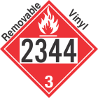 Flammable Class 3 UN2344 Removable Vinyl DOT Placard