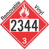 Flammable Class 3 UN2344 Removable Vinyl DOT Placard