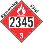 Flammable Class 3 UN2345 Removable Vinyl DOT Placard