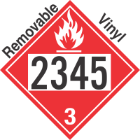 Flammable Class 3 UN2345 Removable Vinyl DOT Placard