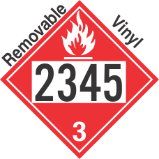Flammable Class 3 UN2345 Removable Vinyl DOT Placard