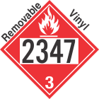 Flammable Class 3 UN2347 Removable Vinyl DOT Placard