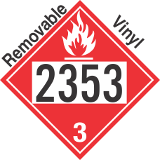 Flammable Class 3 UN2353 Removable Vinyl DOT Placard