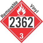 Flammable Class 3 UN2362 Removable Vinyl DOT Placard