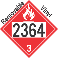 Flammable Class 3 UN2364 Removable Vinyl DOT Placard