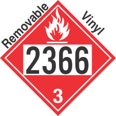 Flammable Class 3 UN2366 Removable Vinyl DOT Placard