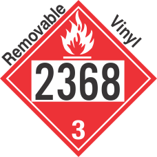 Flammable Class 3 UN2368 Removable Vinyl DOT Placard