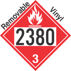 Flammable Class 3 UN2380 Removable Vinyl DOT Placard