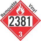 Flammable Class 3 UN2381 Removable Vinyl DOT Placard