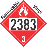 Flammable Class 3 UN2383 Removable Vinyl DOT Placard