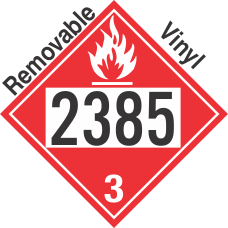 Flammable Class 3 UN2385 Removable Vinyl DOT Placard