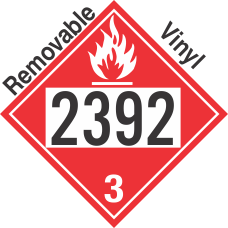 Flammable Class 3 UN2392 Removable Vinyl DOT Placard