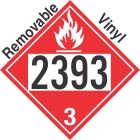 Flammable Class 3 UN2393 Removable Vinyl DOT Placard