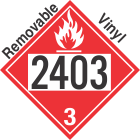 Flammable Class 3 UN2403 Removable Vinyl DOT Placard