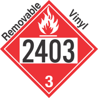 Flammable Class 3 UN2403 Removable Vinyl DOT Placard