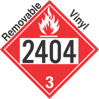 Flammable Class 3 UN2404 Removable Vinyl DOT Placard