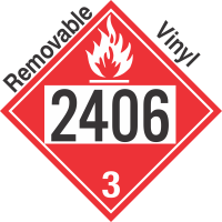 Flammable Class 3 UN2406 Removable Vinyl DOT Placard